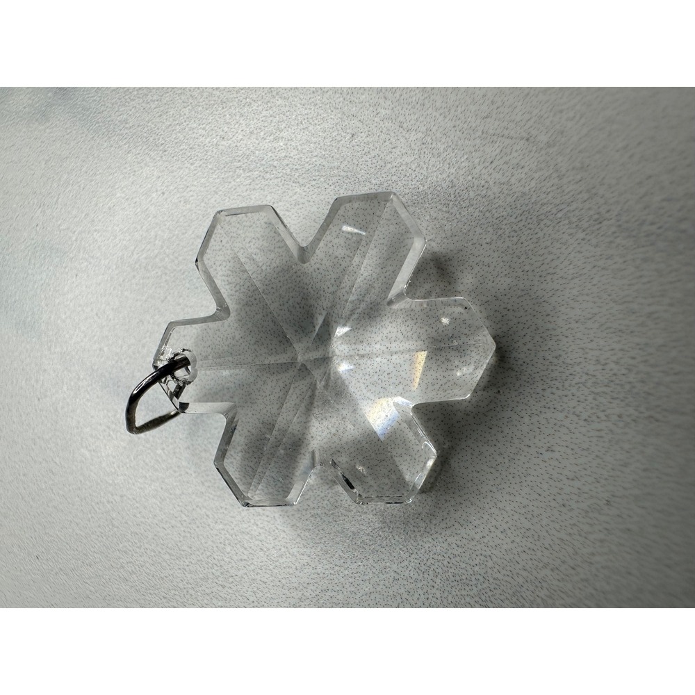 Clear Faceted Crystal Snowflake Pendant Six Point Star Winter Charm